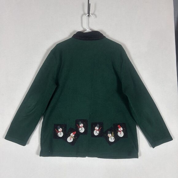 Baxter Wells Ugly Christmas Fleece Jacket Womens Large Snowman Button Up Collar - Picture 4 of 9